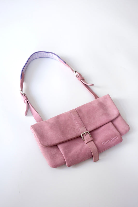 Miu Miu SS 2000 pink suede shoulder bag