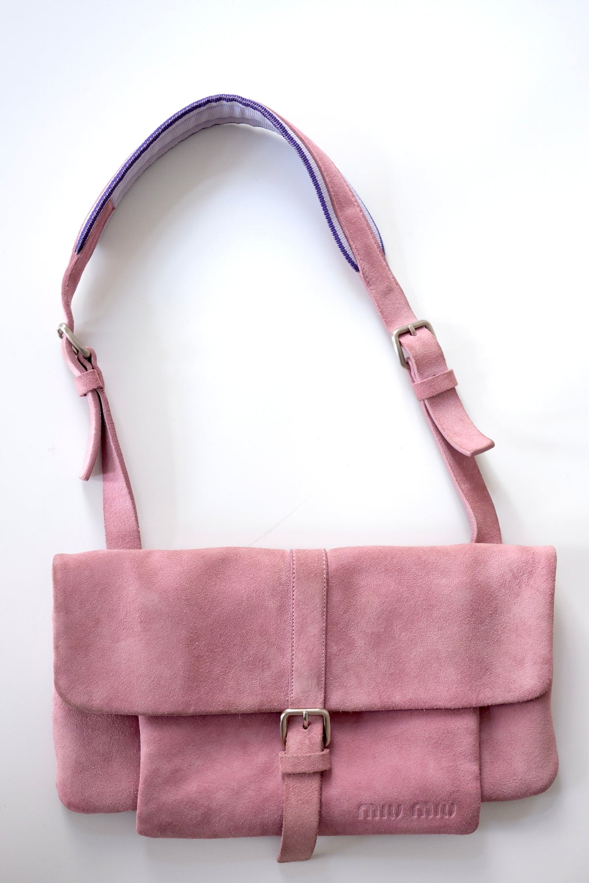 Miu Miu SS 2000 pink suede shoulder bag