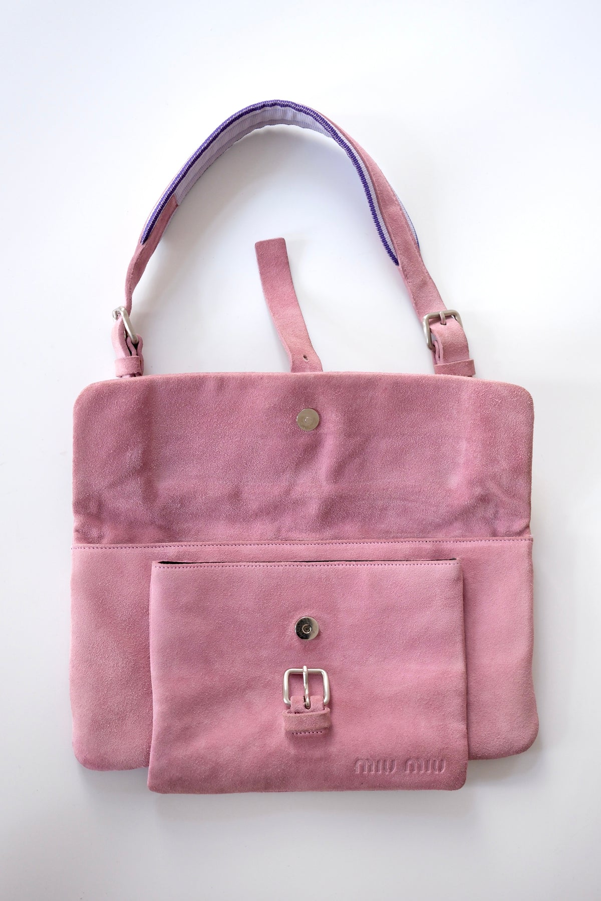 Miu Miu SS 2000 pink suede shoulder bag
