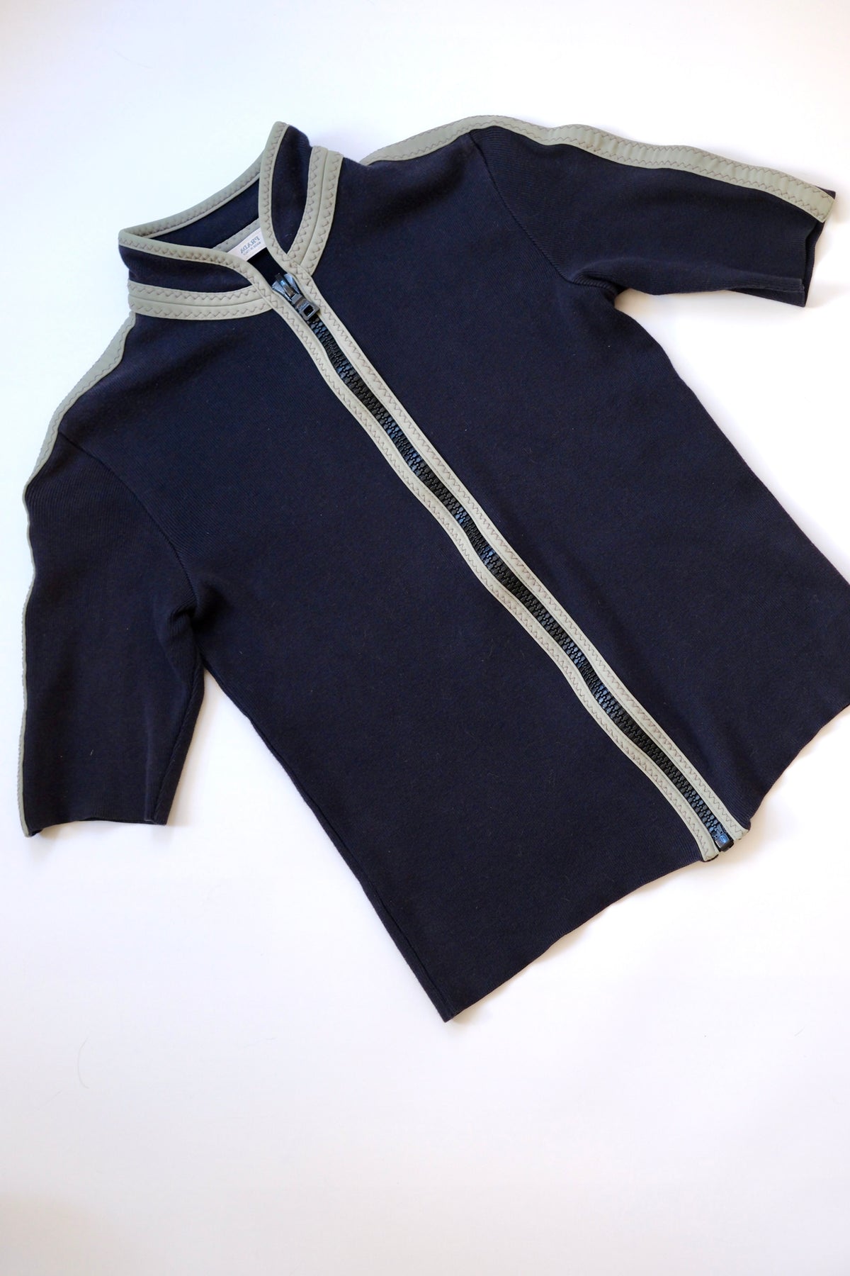 Prada dark blue shortsleeved zip-up top