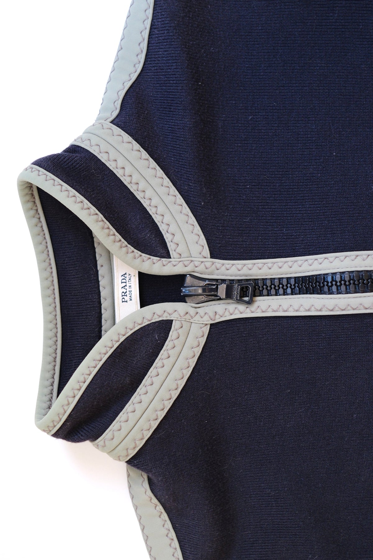 Prada dark blue shortsleeved zip-up top