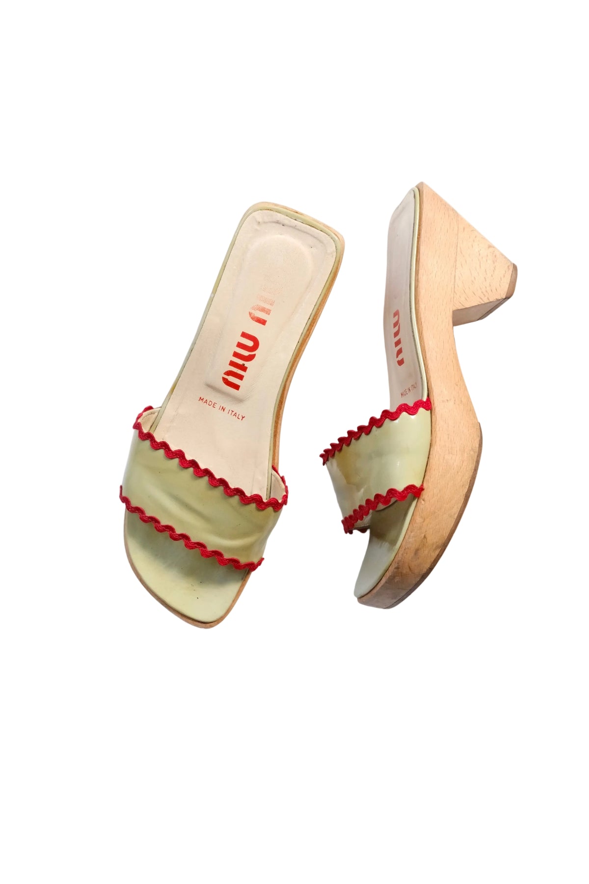 Miu Miu SS 1998 leather wooden clogs