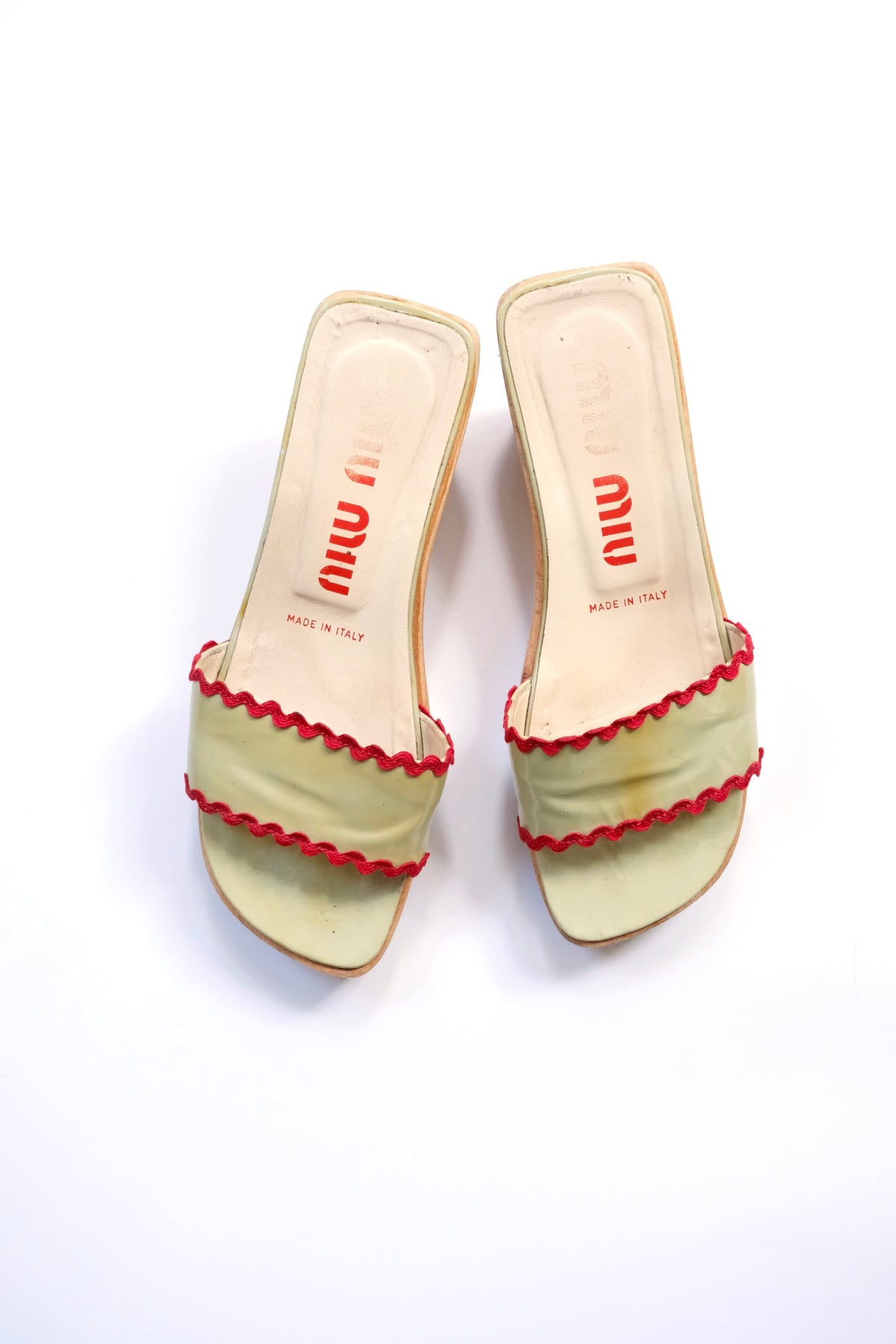 Miu Miu SS 1998 leather wooden clogs
