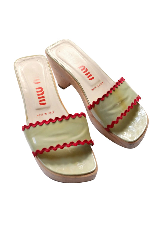 Miu Miu SS 1998 leather wooden clogs