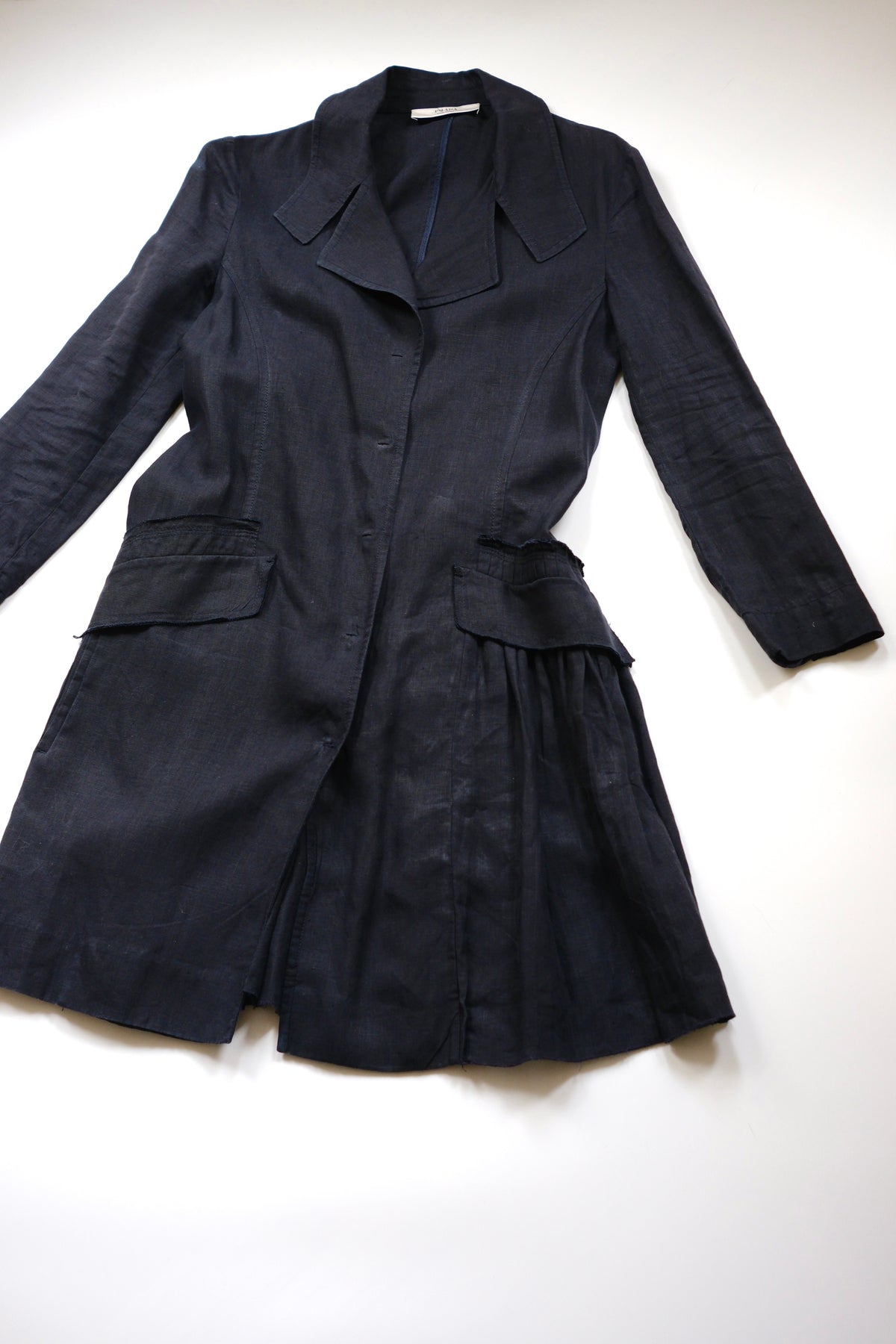 Vintage Prada black linen blazer dress
