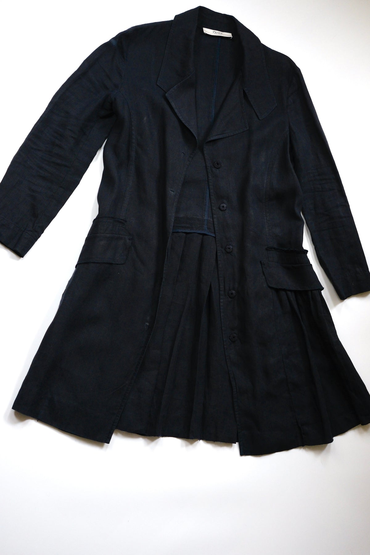 Vintage Prada black linen blazer dress