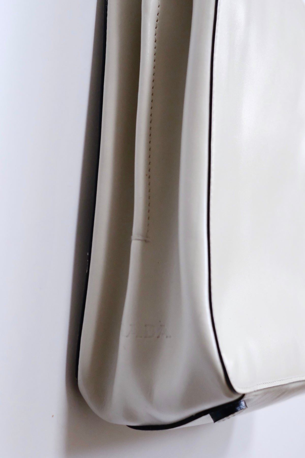 Prada FW 1998 white leather handbag with metal handle