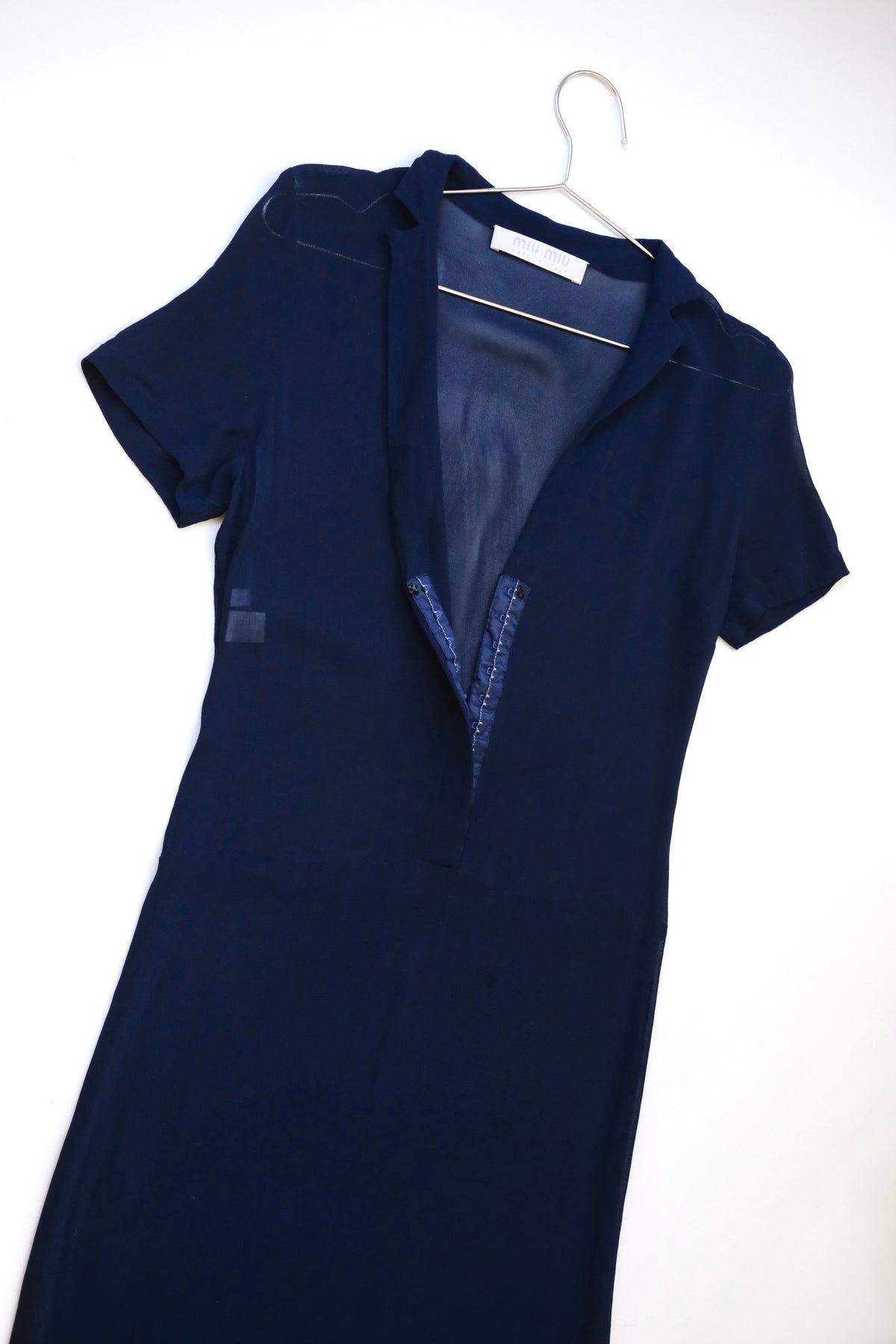 Miu Miu SS 1997 semi-sheer dark blue dress
