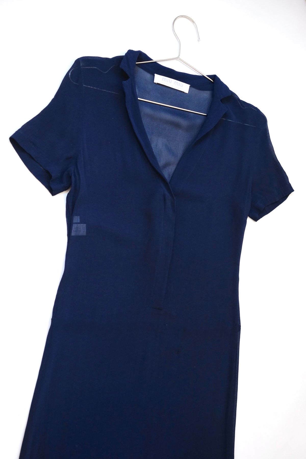 Miu Miu SS 1997 semi-sheer dark blue dress