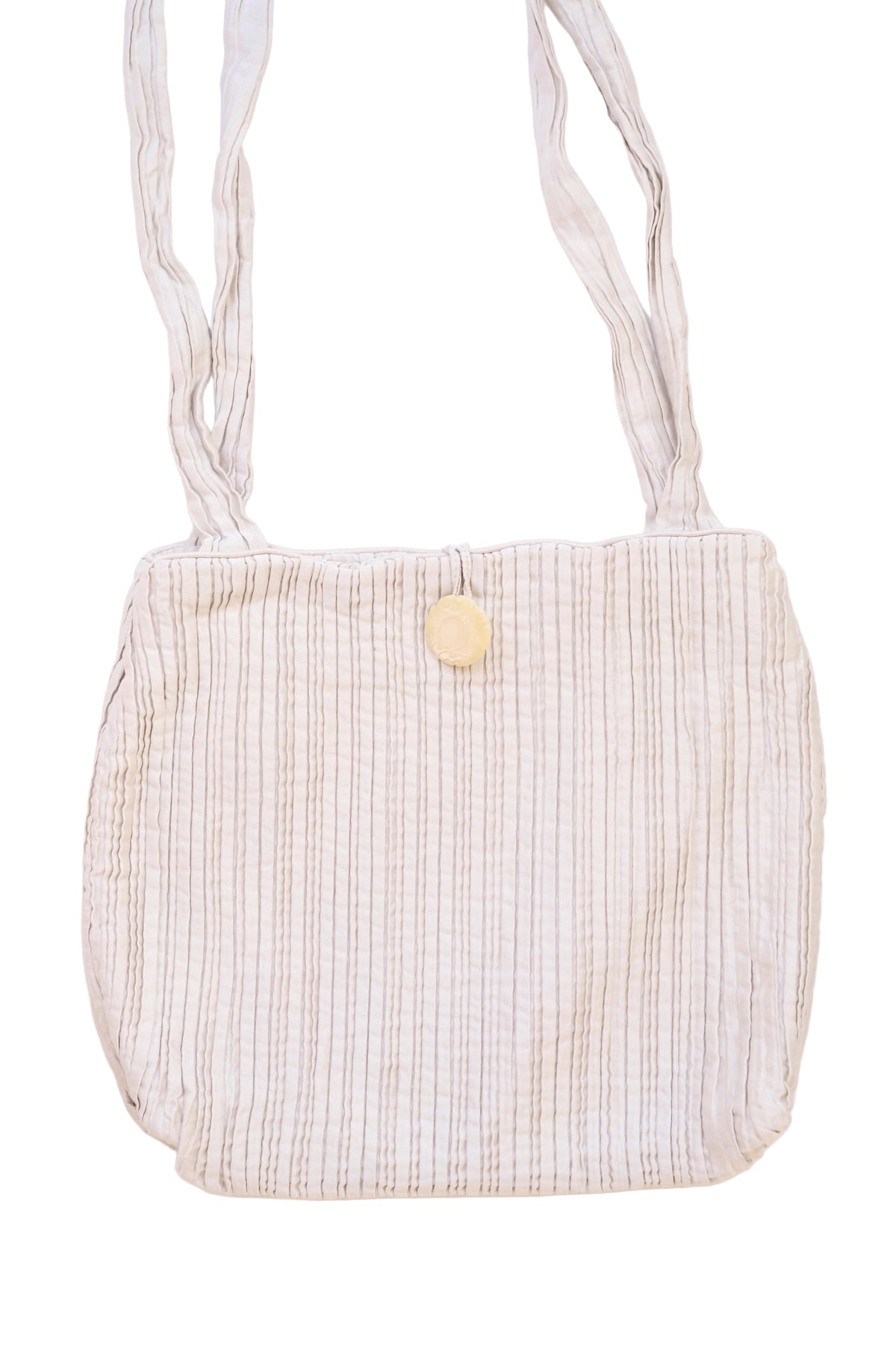 Vintage Giorgio Armani pleated ivory silk tote bag