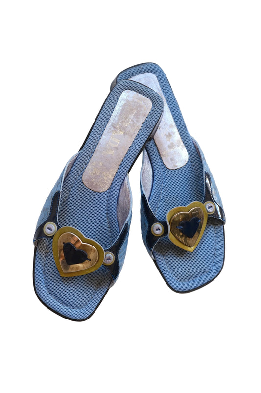 Prada SS2000 blue heart sandals