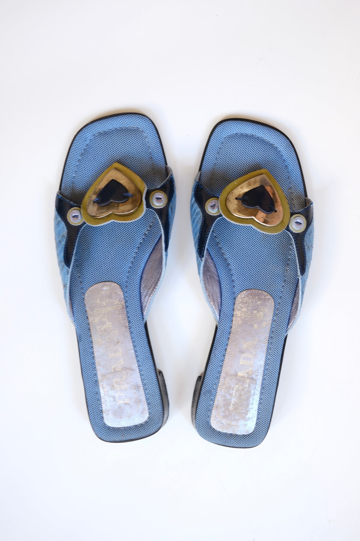Prada SS2000 blue heart sandals