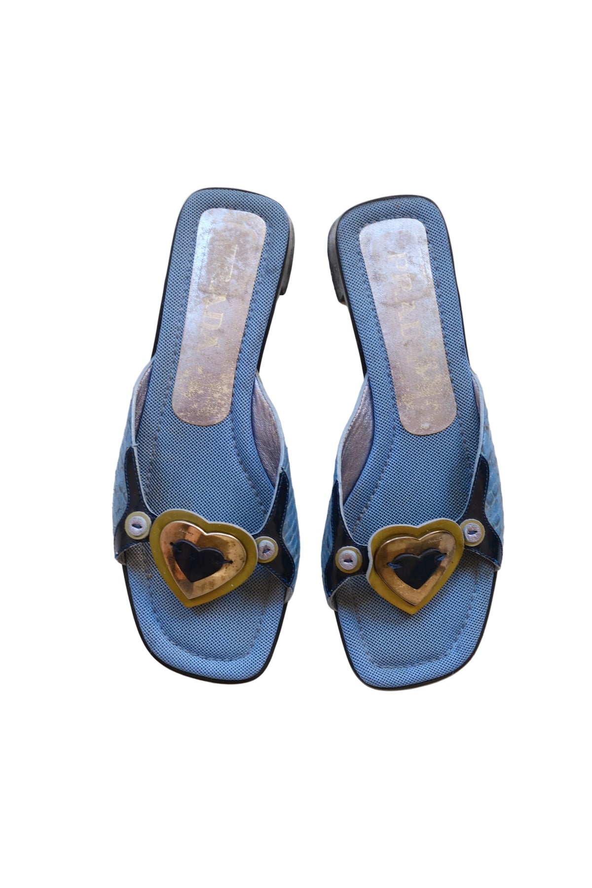 Prada SS2000 blue heart sandals