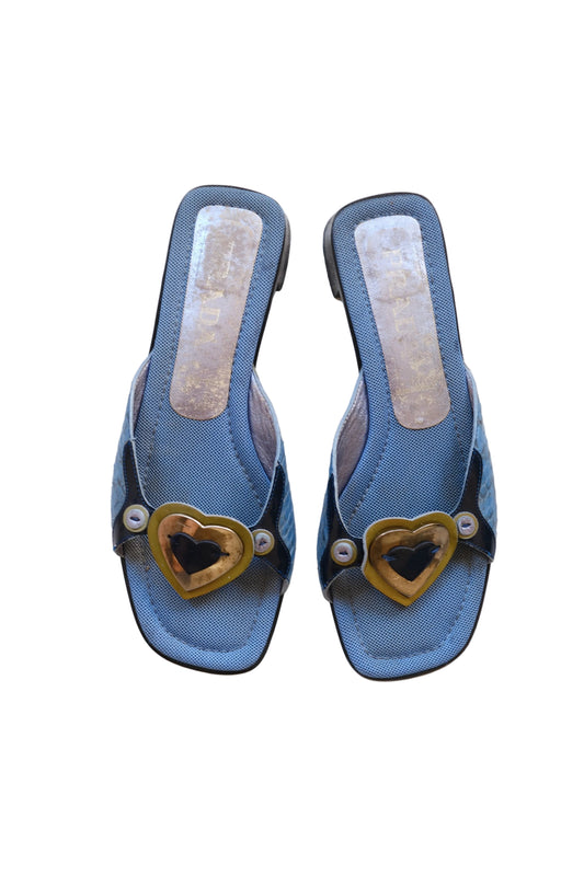 Prada SS2000 blue heart sandals