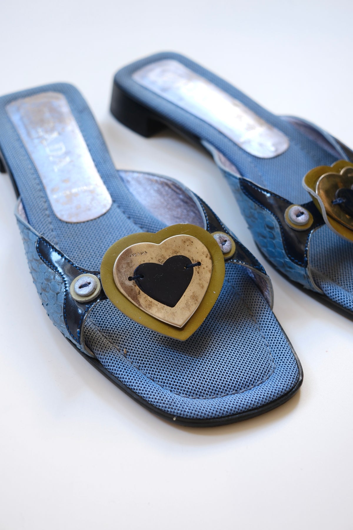 Prada SS2000 blue heart sandals