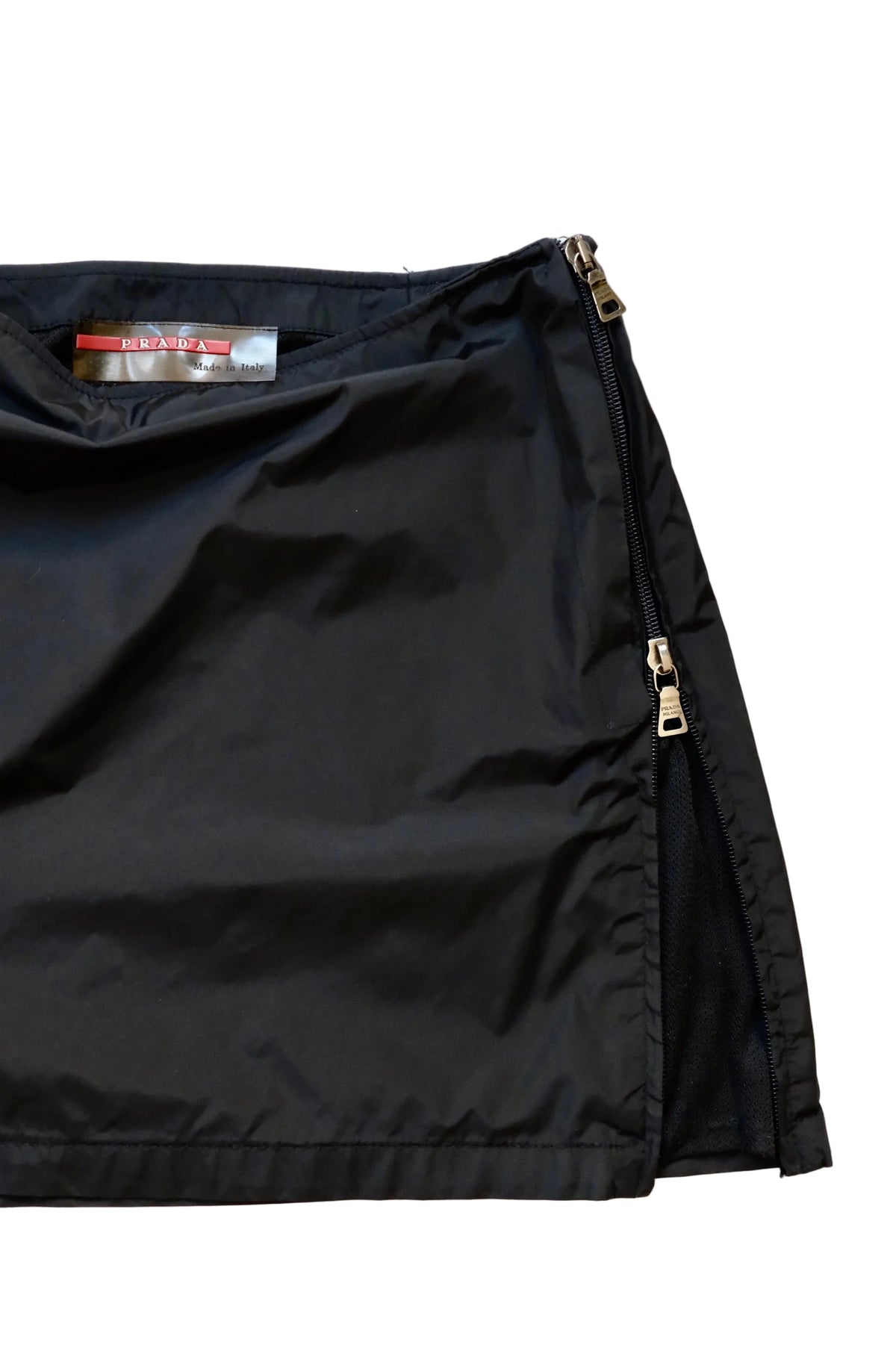 2000s Prada Linea Rossa black sporty mini skirt