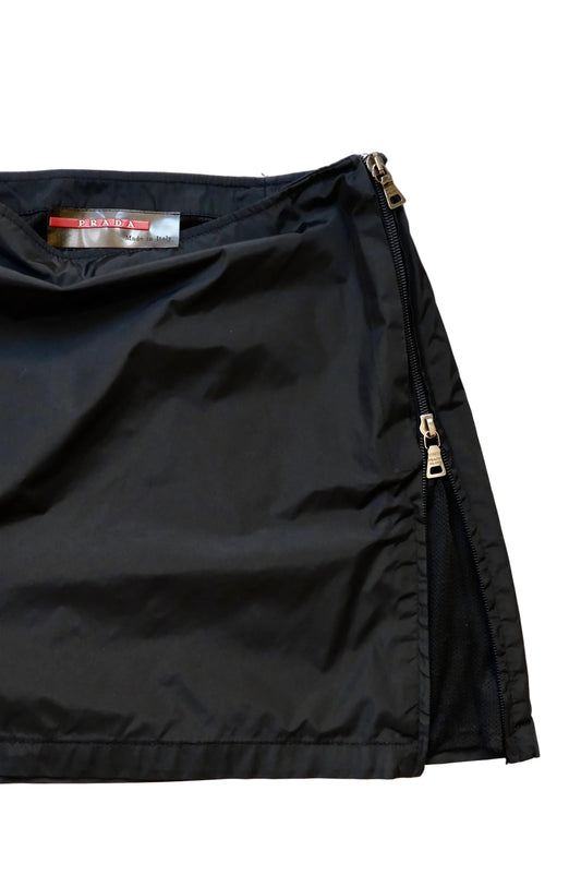 2000s Prada Linea Rossa black sporty mini skirt