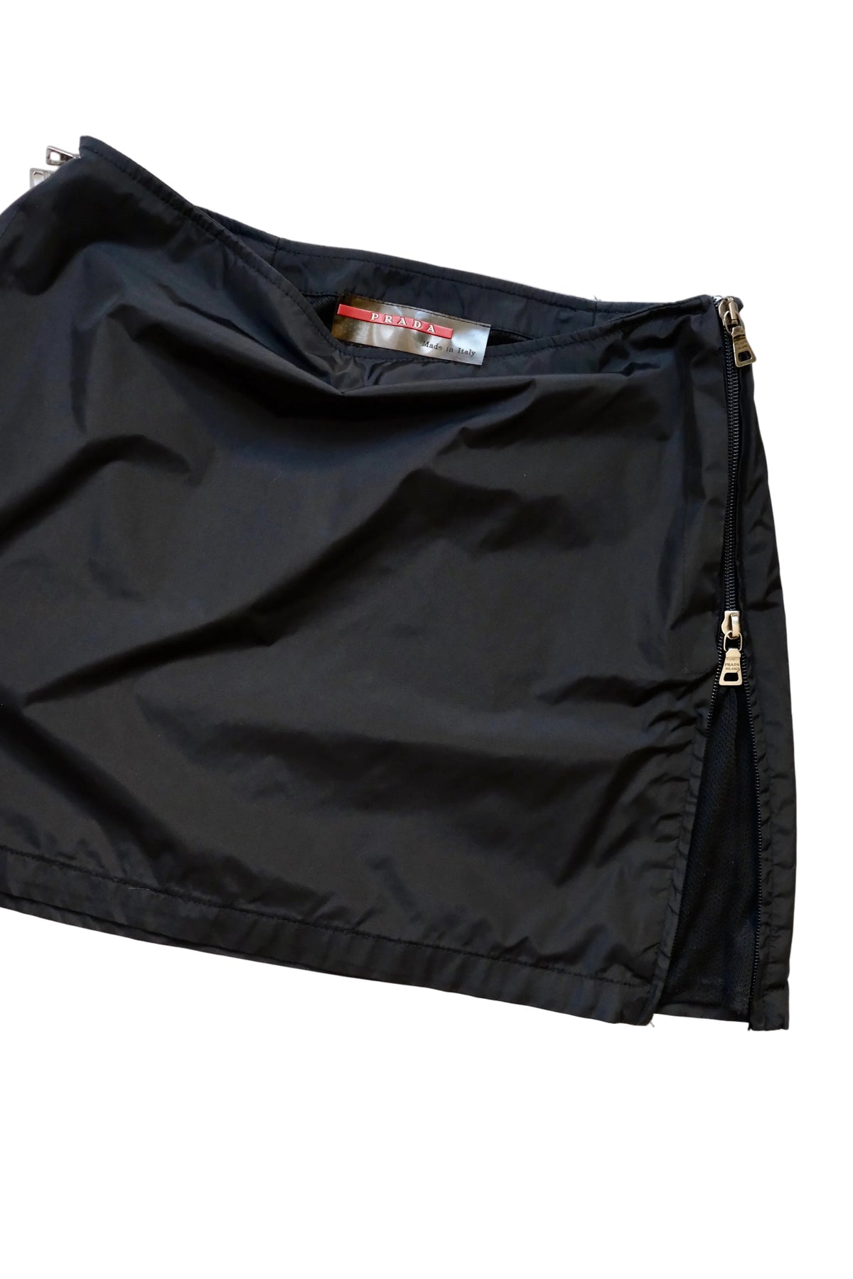 2000s Prada Linea Rossa black sporty mini skirt