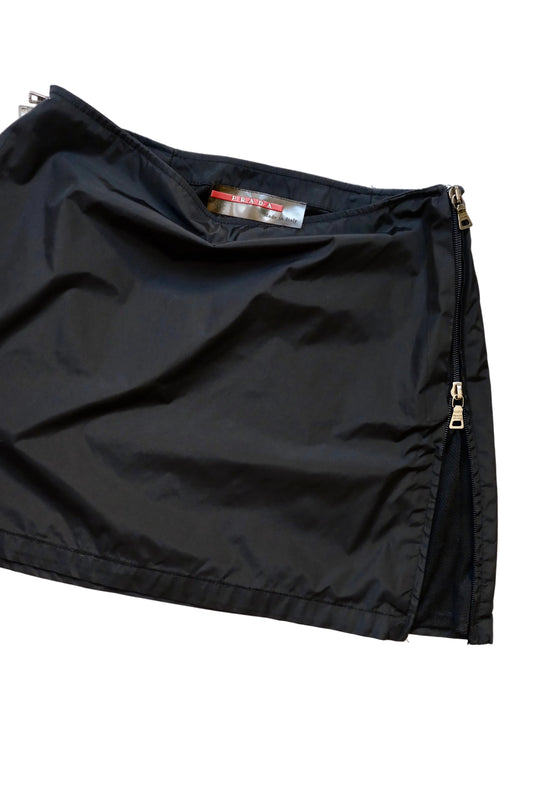 2000s Prada Linea Rossa black sporty mini skirt