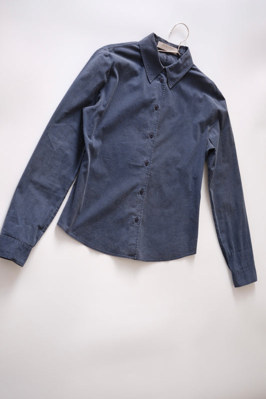 1990s Miu Miu washed out blue button-up shirt