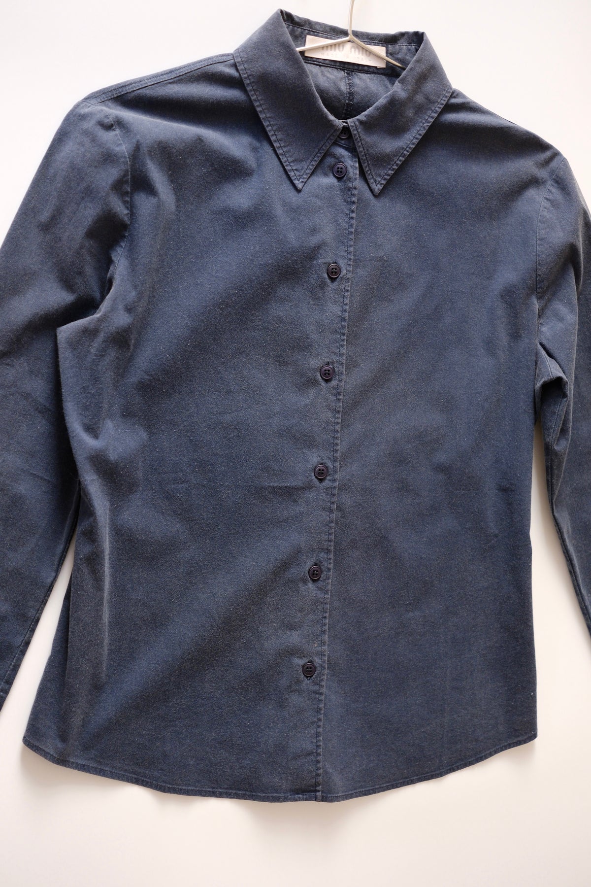 1990s Miu Miu washed out blue button-up shirt