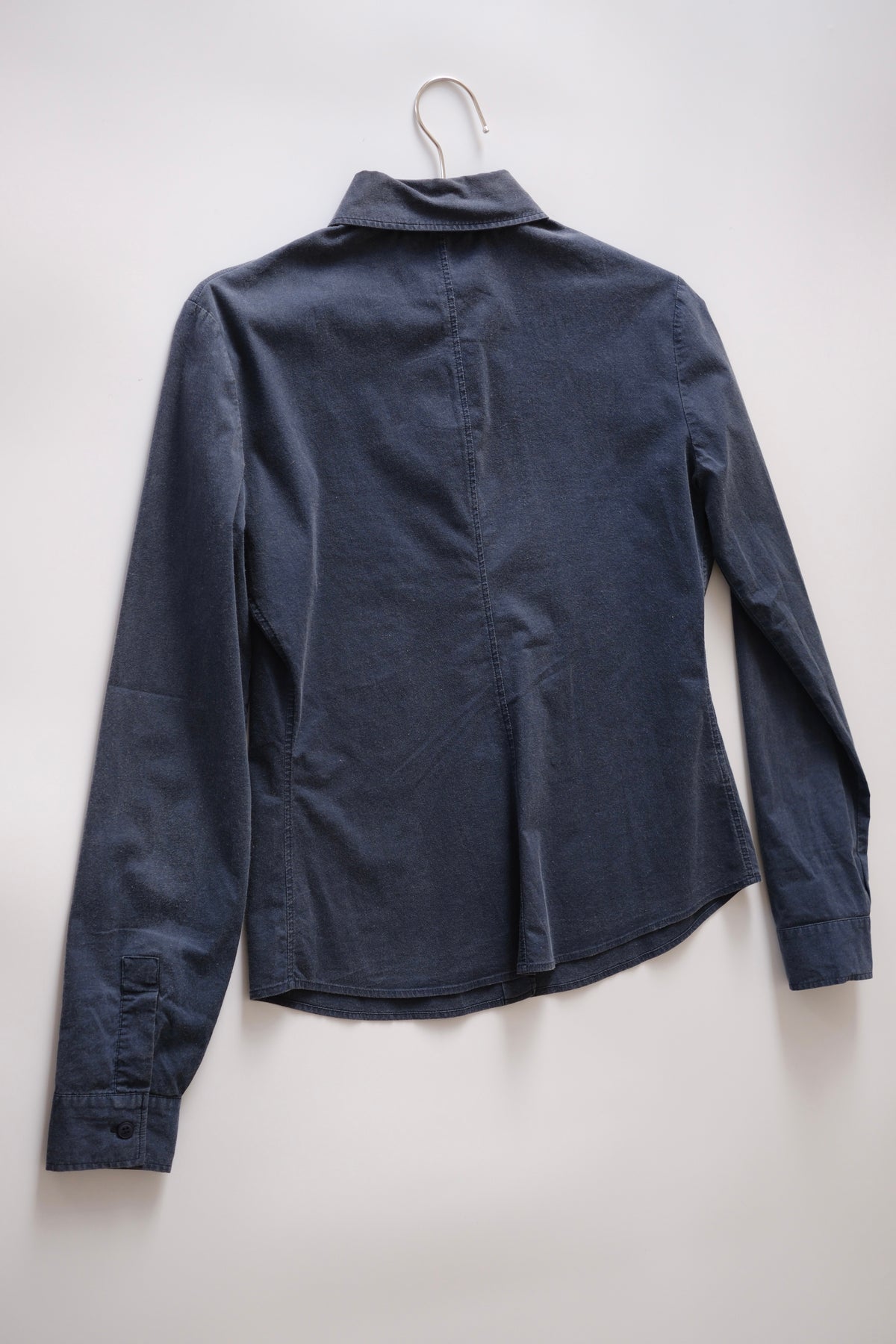 1990s Miu Miu washed out blue button-up shirt