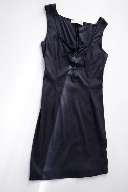 Miu Miu SS 1998 dark blue silk mini dress