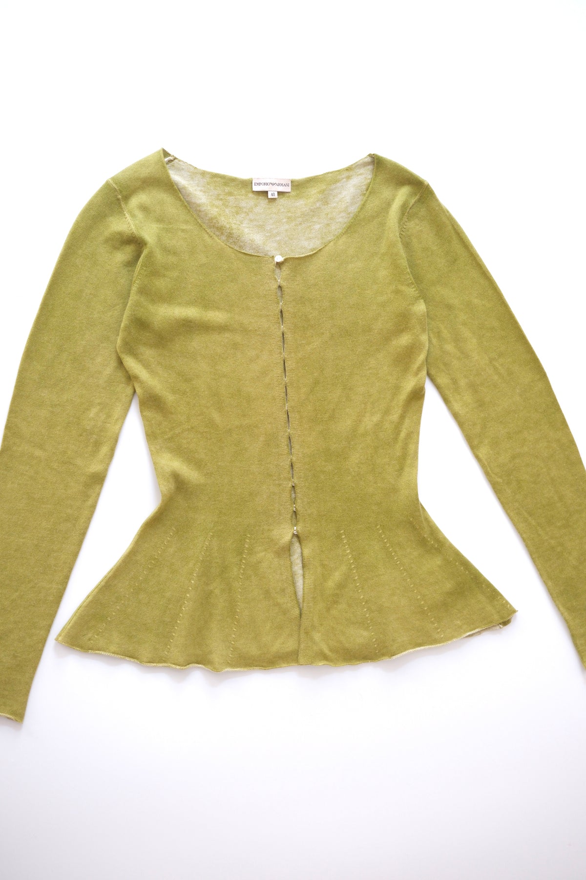 Vintage Emporio Armani olive green cashmere silk blend cardigan