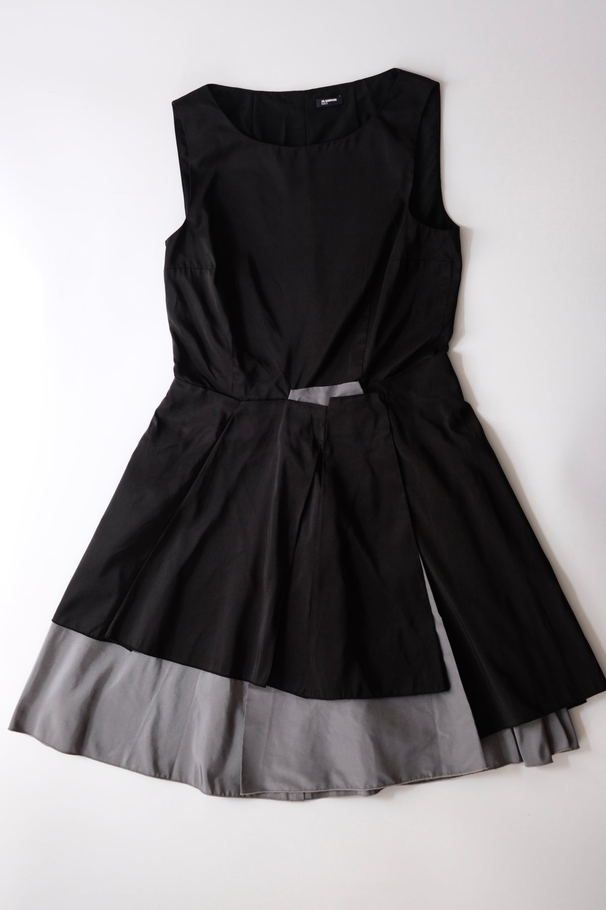 Jil Sander sleeveless pleated satin silk midi dress