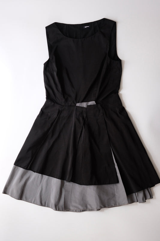 Jil Sander sleeveless pleated satin silk midi dress