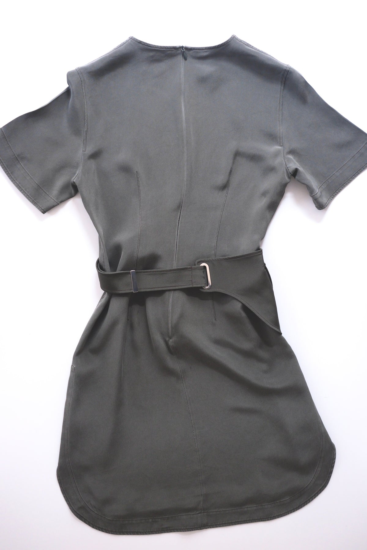 Sportmax khaki shortsleeved silk shift dress