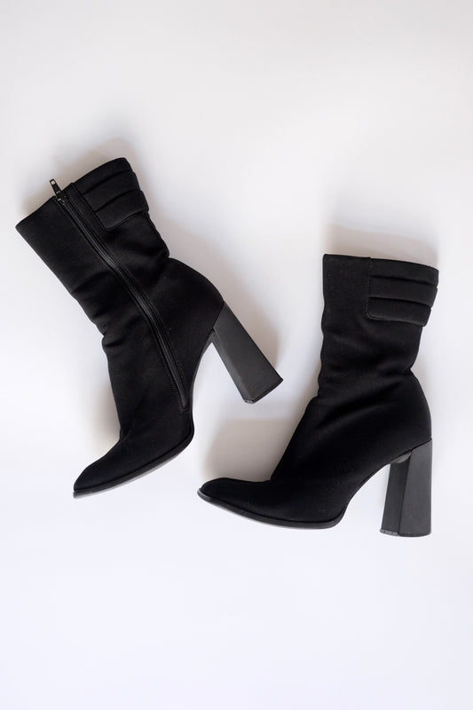 Miu Miu SS 1999 black square toe heeled boots