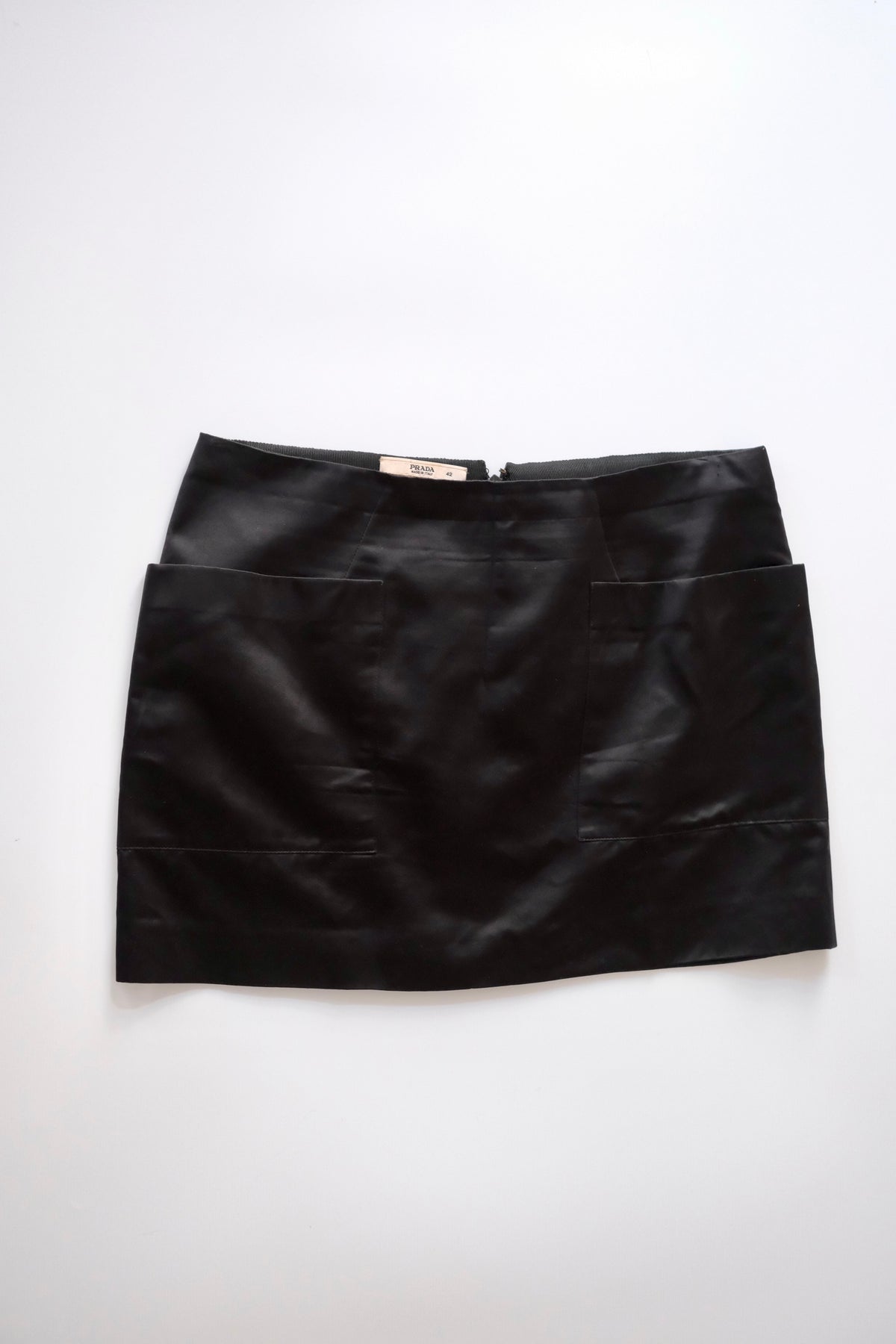 Prada SS 2008 black satin silk mini skirt