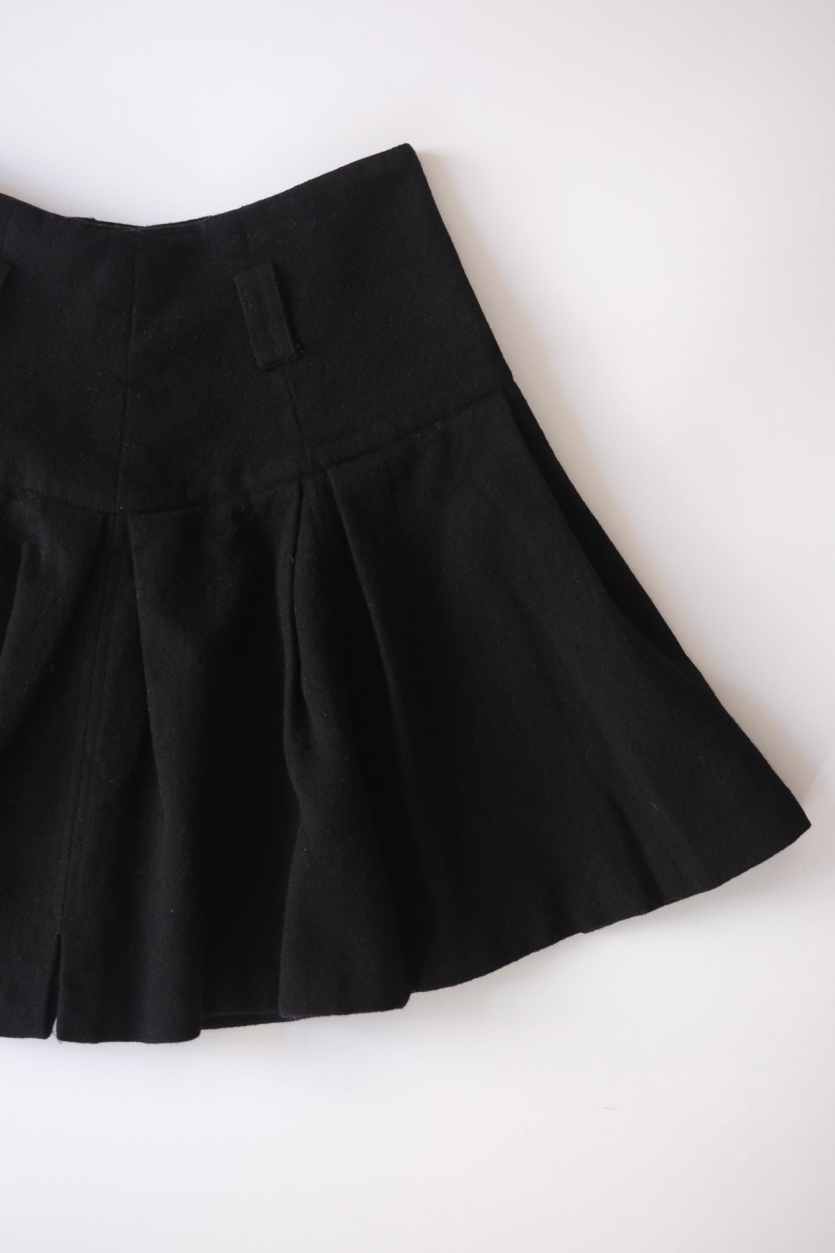 Martine Sitbon vintage black wool flared mini skirt