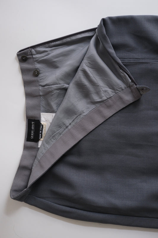 Vintage Giorgio Armani grey wool midi skirt with side slit