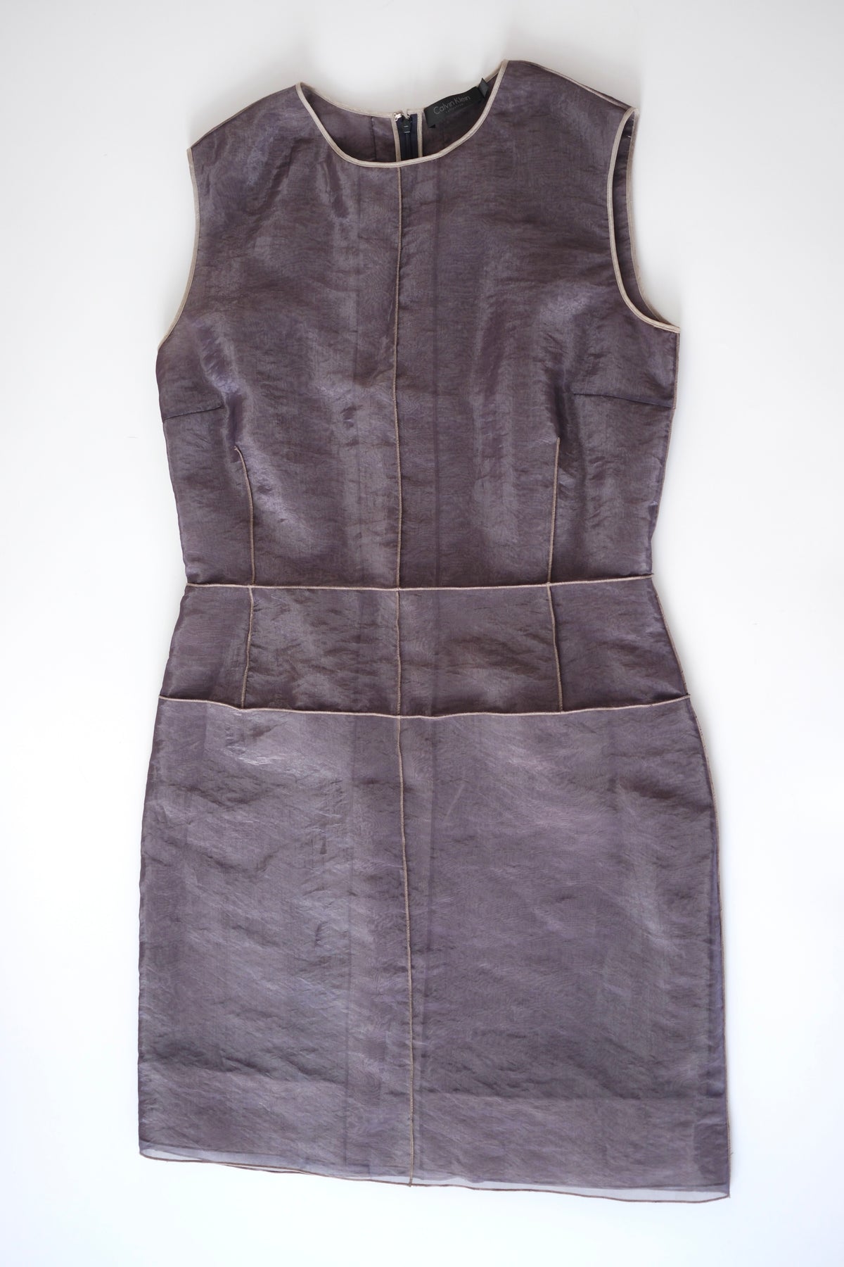 Calvin Klein Collection grey organza layered shift dress