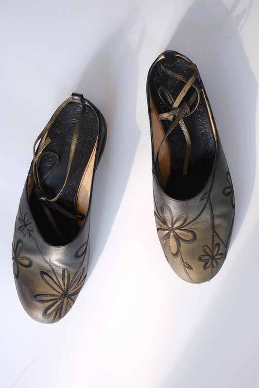 1990s Dries van Noten leather flat mules