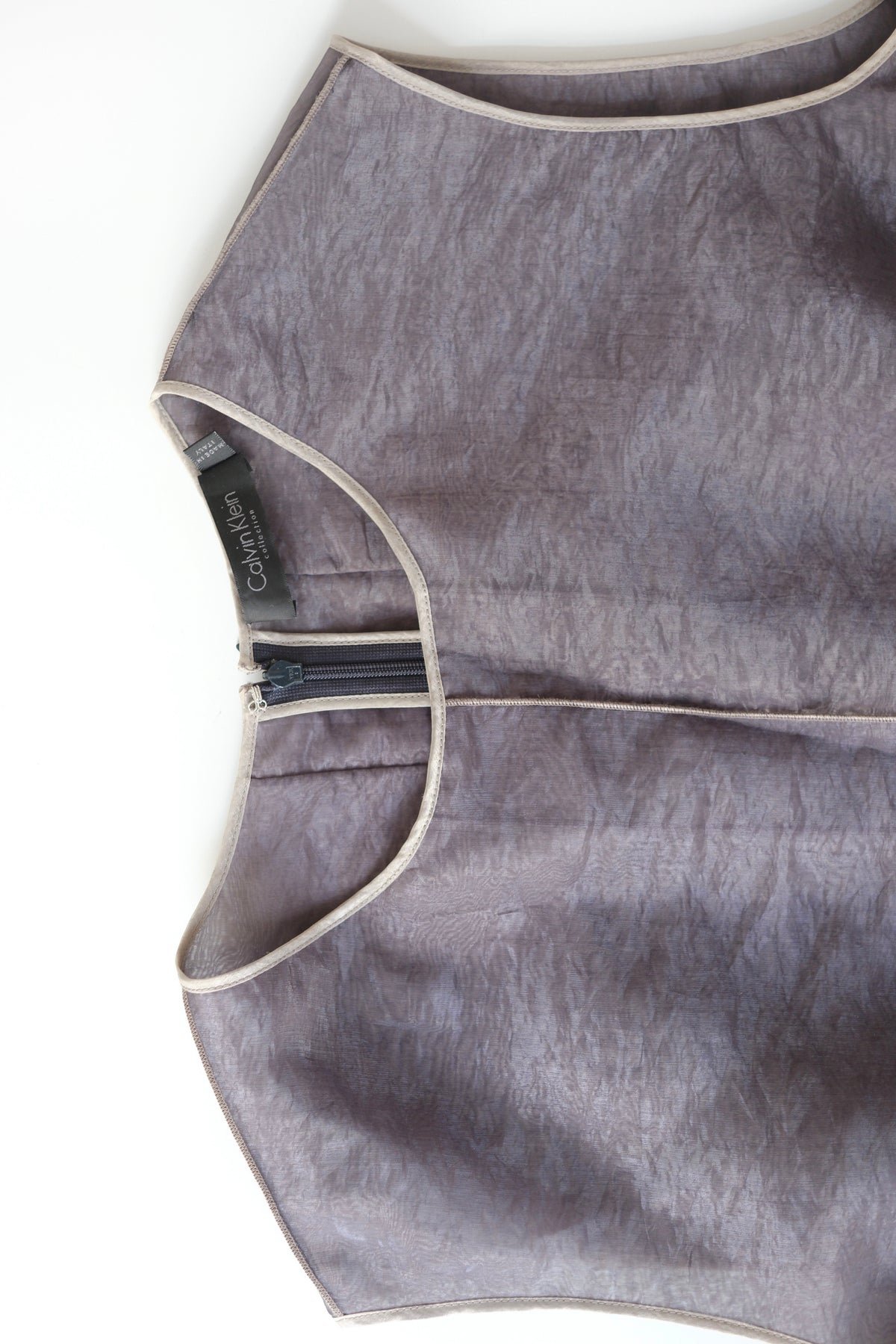 Calvin Klein Collection grey organza layered shift dress