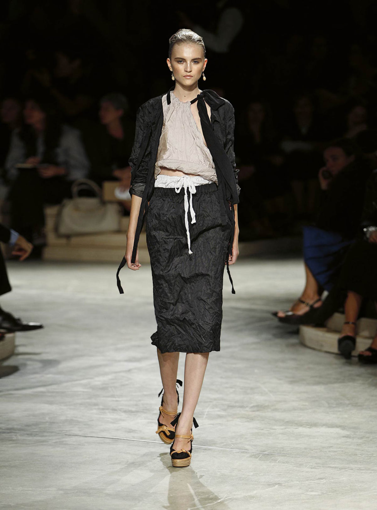 Prada SS 2009 white linen vest with contrasting black details