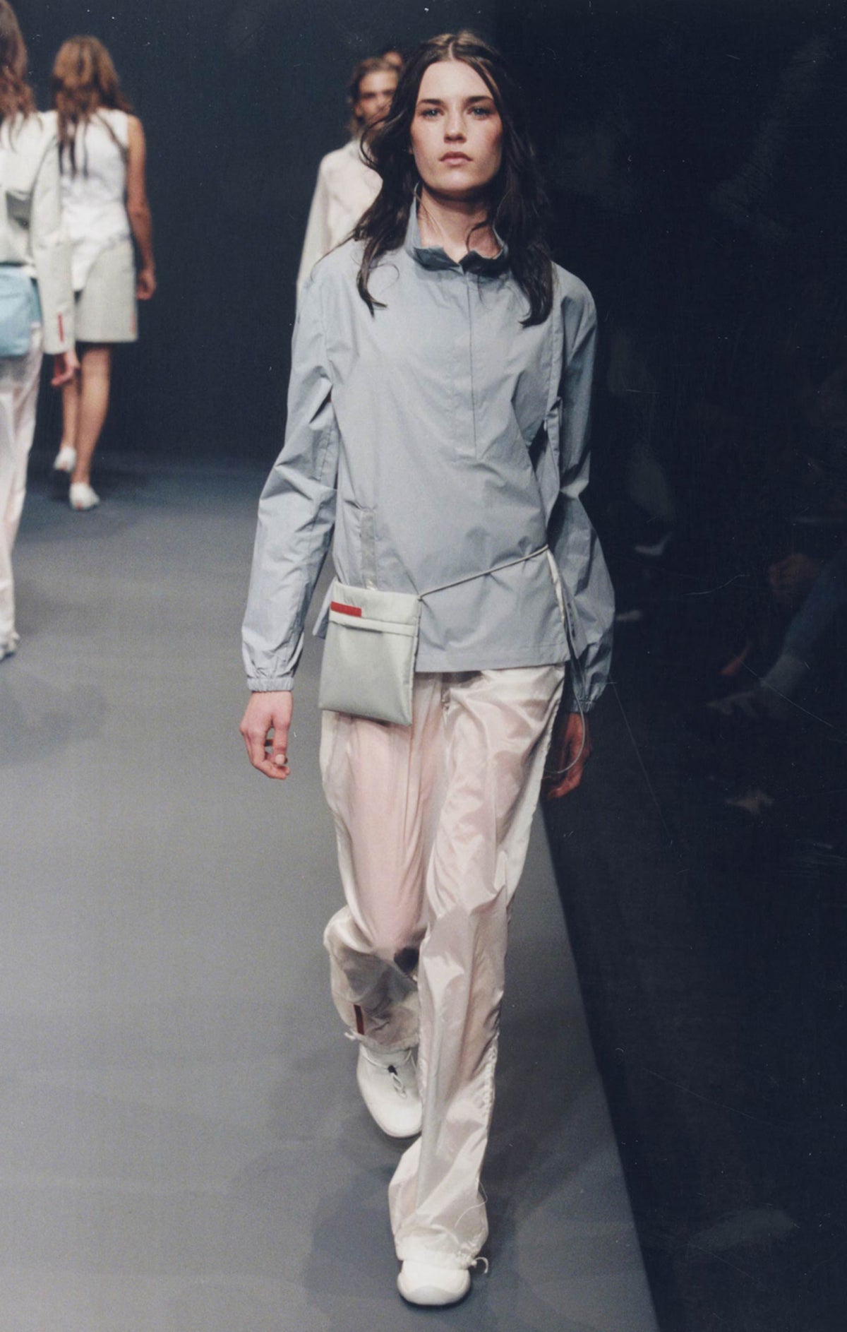 Prada Linea Rossa 1999 baby blue belted windbreaker