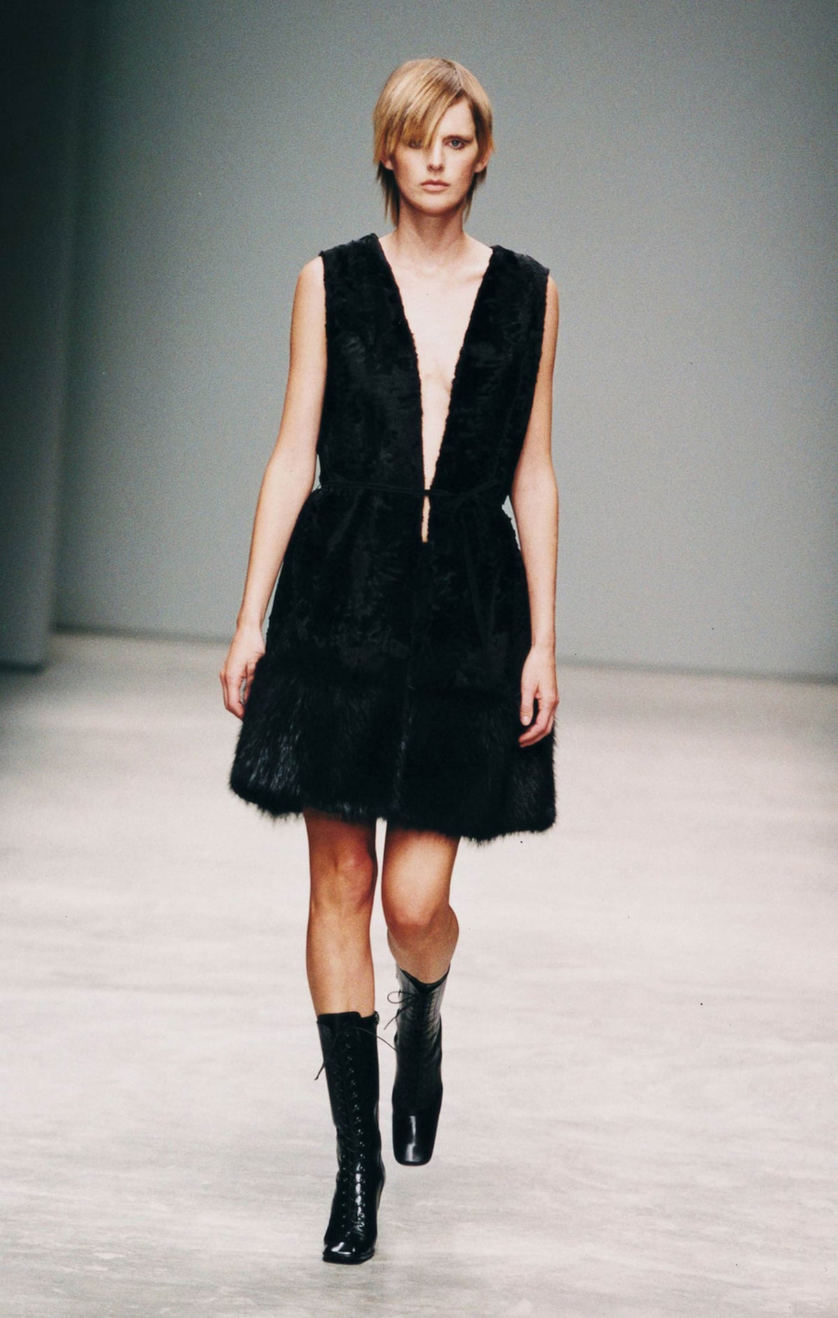 Prada FW 2001 victorian lace-up black leather boots